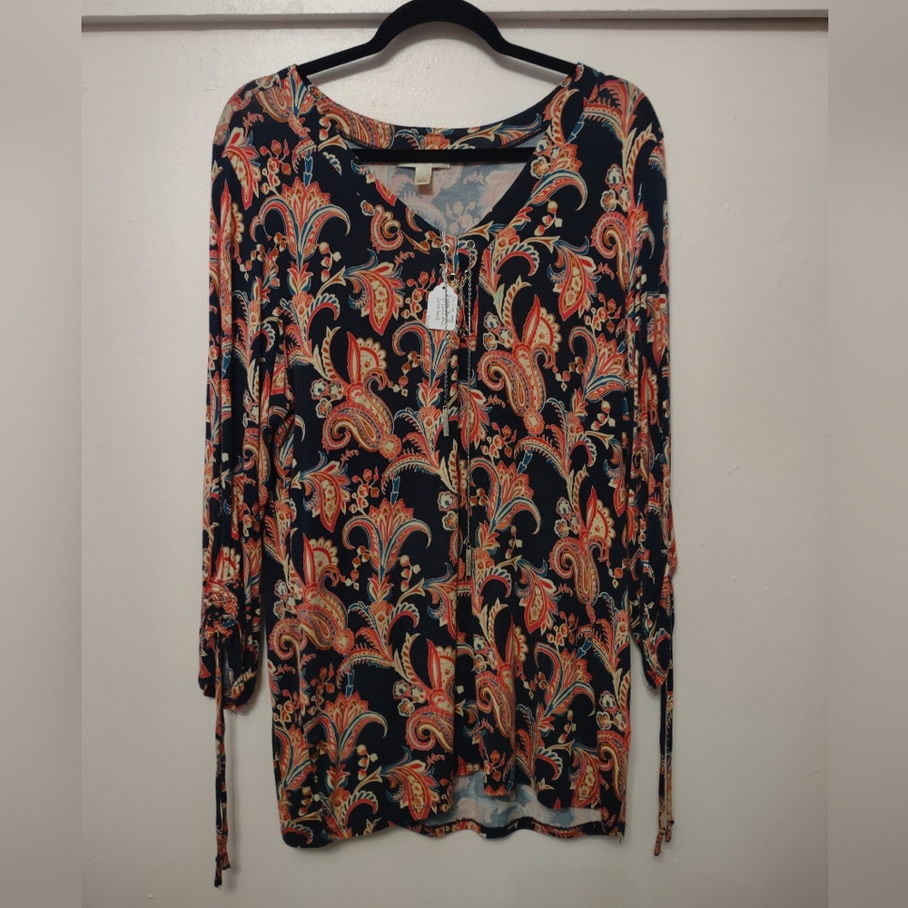 Paisley Chain Detail Shirt Dress Barn L